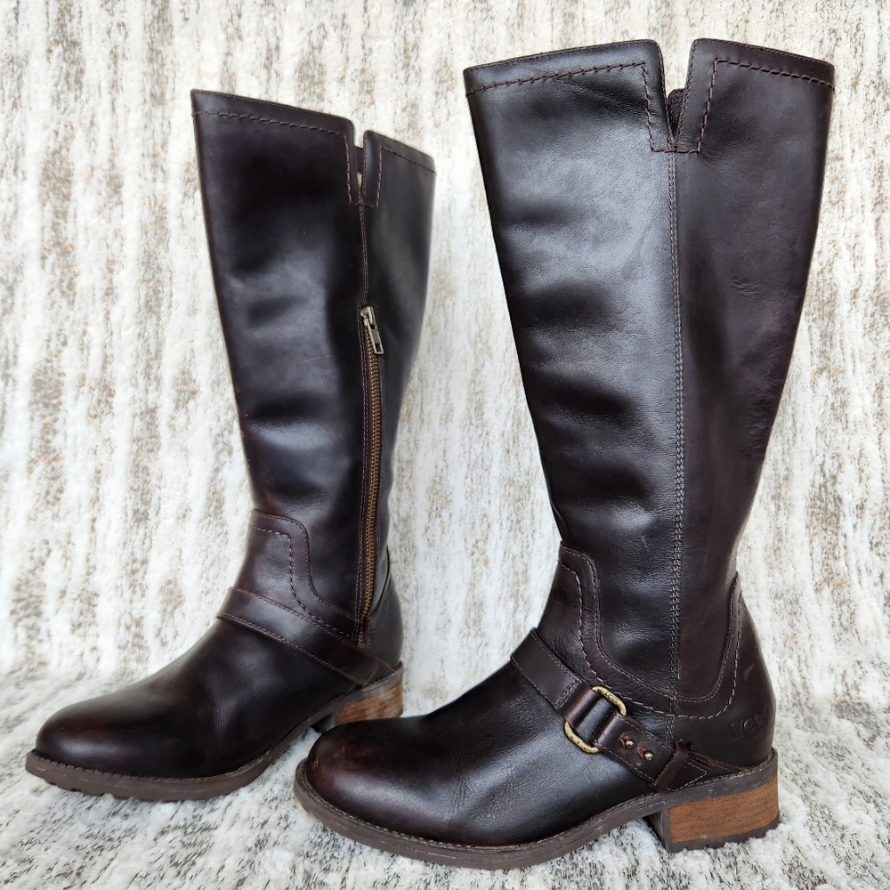 UGG Australia "Dahlen" Tall Riding Boot Chocolate Brown | Women's Size 7.5 - Picture 2 of 15